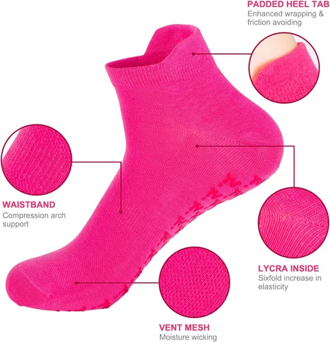Miniatura 3 de Calcetines de yoga para mujer, calcetines antideslizantes con gel de agarre para el hogar, hospital, yoga, pilates, barras, ancianos, embarazo