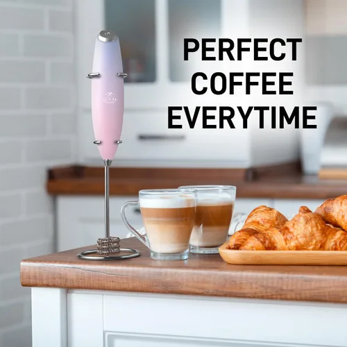 Miniatura 341 de Zulay Milk Boss Espumador de leche potente manual, hace espuma para latte, batidor para mezclar bebidas, café, miniespumador para capuchino, frappé