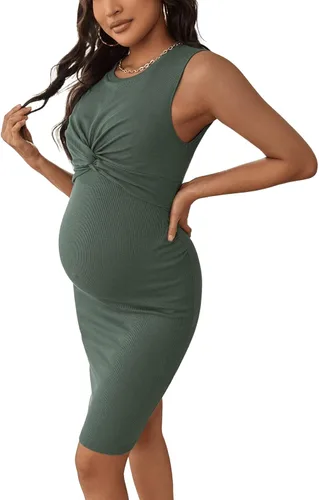 Miniatura 3 de Verdusa Vestido de maternidad para mujer, sin mangas, ajustado, tipo lápiz, sin mangas