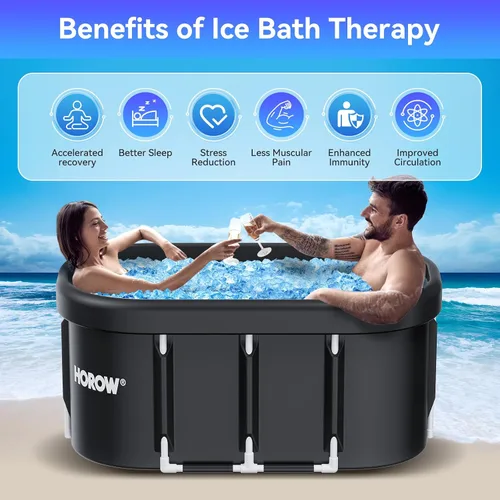 Miniatura 2 de HOROW Bañera de hielo ovalada extragrande para atletas, 100 galones, portátil, para recuperación y terapia de agua fría, bañera de hielo