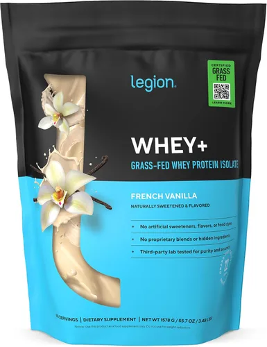 LEGION Whey+ Proteína aislada de suero de vacas alimentadas con pasto – Polvo aislado de proteína de suero bajo en calorías, sin OMG, sin azúcar,