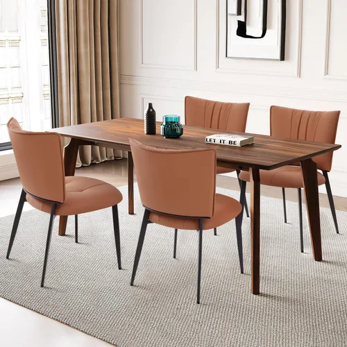 Miniatura 9 de Homcosan Juego de 2 sillas de comedor, modernas sillas de cocina con asiento acolchado tapizado y patas de metal, fácil montaje, sillas de comedor
