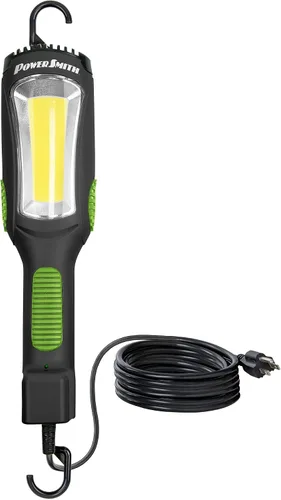 PowerSmith Luz de caída de luz de trabajo de 3000 lúmenes, 25 pies, cable de alimentación SJTOW resistente al aceite, salida de alimentación de 12