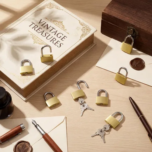 Miniatura 75 de Yaocom 24 piezas de candado con llave de latón sólido, pequeño candado amarillo para gimnasio, candado fuerte con la misma llave para equipaje