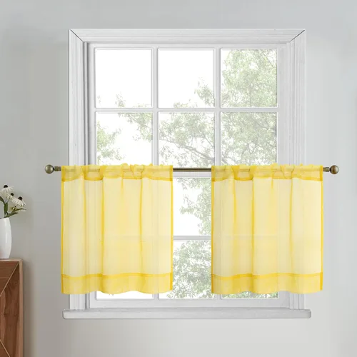 Miniatura 11 de July Joy Cortinas traslúcidas con textura de niveles blancos para cocina, cortinas semitransparentes con bolsillo para barra, cortinas pequeñas