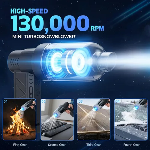 Miniatura 4 de Mini soplador de nieve turbo, soplador LED turbo de alta velocidad de 130,000 RPM para automóvil con diseño de modo doble, soplador turbo