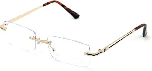 Gafas de lectura UV con bloqueo de diamante sin montura de metal para hombre, anti bloqueo azul, lectores de lentes transparentes