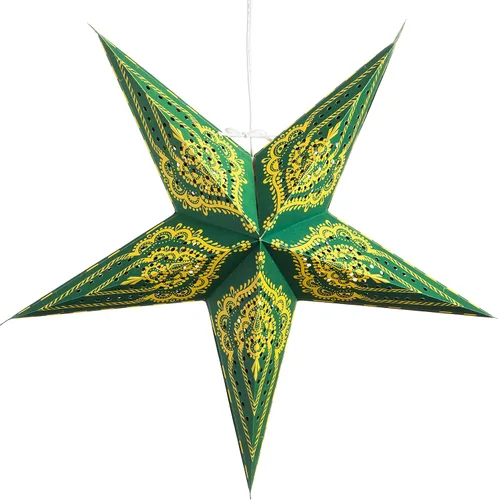 Miniatura 8 de Linterna de papel en forma de estrella azul verdoso del Caribe con cable de alimentación de 12 pies incluido