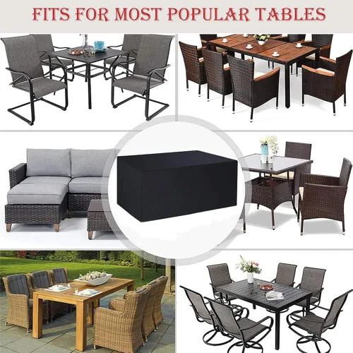 Miniatura 7 de Juego de fundas cuadradas / rectangulares para muebles de mesa de patio, impermeables, para exteriores, interiores, a prueba de polvo, para mesa