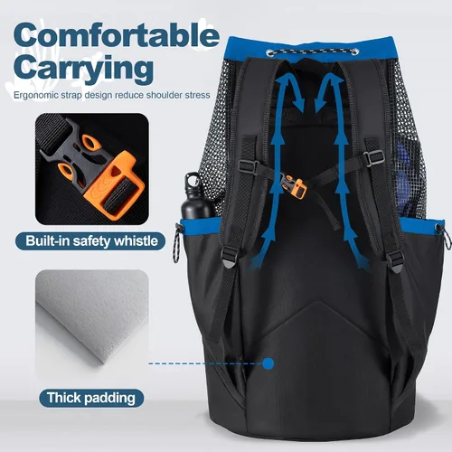 Miniatura 6 de GoHimal Scuba Diving Bag, XL Mesh Backpack for Scuba Diving and Snorkeling Gear & Equipment, Holds Mask, Fins, Snorkel