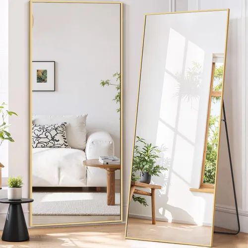 Miniatura 8 de Espejo de cuerpo completo de 71 x 26 pulgadas, espejo de cuerpo completo arqueado montado en la pared, espejos inclinados con soporte, marco