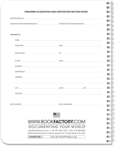 Miniatura 35 de BookFactory Libro de registro del fabricante e importador de armas de fuego/Libro de registro de adquisición y disposición/Libro de registro