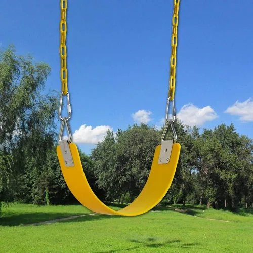 Miniatura 9 de AGPTEK Asiento de columpio, columpio de jardín de 30.4 x 6 x 0.27 pulgadas para niños y adultos con anillo de triángulo de metal - Amarillo