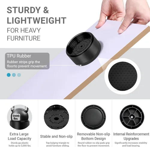 Miniatura 6 de Elevadores de cama resistentes de 1 pulgada, 2 pulgadas, 3 pulgadas, 4 pulgadas, elevadores de cama ajustables para patas de escritorio, mesa, sofá
