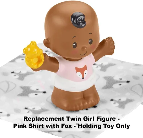 Miniatura 2 de Pieza de repuesto para el juego Fisher-Price Little People Snuggle Twins - GKP69 ~ Figura de niña gemela de repuesto ~ Camisa rosa con zorro ~