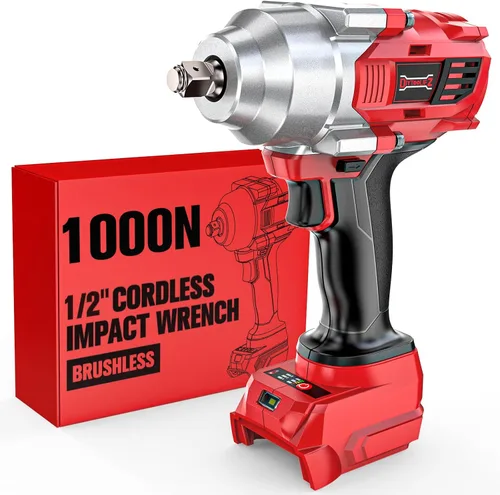 Miniatura 13 de DIYtoolifz Llave de impacto inalámbrica de 1/2" Compatible con batería Milwaukee de 18V, controlador de impacto de alto par de 1000 pies-libra