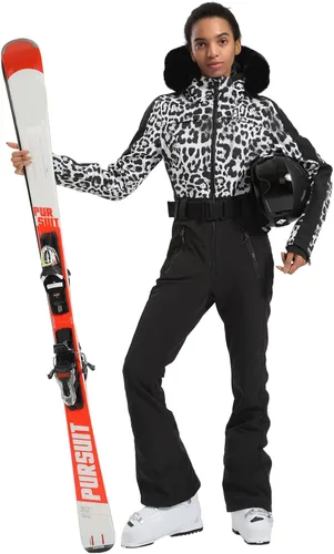 Miniatura 3 de GSOU SNOW Traje de esquí para mujer, traje de nieve de una pieza, para snowboard, delgado, aislante, impermeable, resistente al viento
