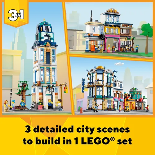 Miniatura 2 de LEGO Creator 3 en 1 Set de Construcción de Edificios de la Calle Principal, Incluye una Ciudad de Juguete, Edificio Art Deco, Calle del Mercado