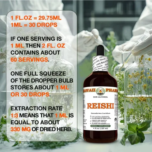 Miniatura 7 de Hawaii Pharm Reishi Extracto sin alcohol, glicerita para apoyo inmunológico, promueve la vitalidad, mejora la memoria y la función cognitiva, apoyo