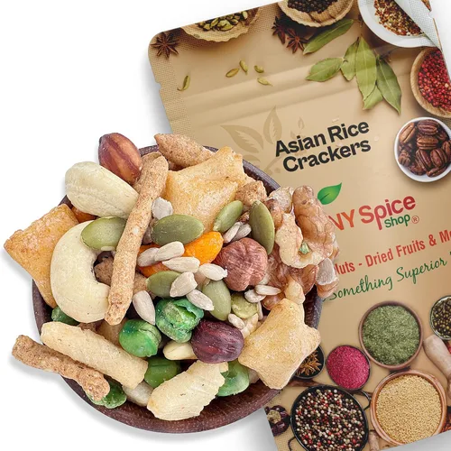 NY Spice Shop Galletas de arroz asiáticas - Snacks de arroz de 1 libra - Galletas de arroz crujientes, picantes, naturales y mixtas, sin colores