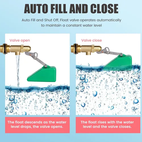 Miniatura 4 de Válvula de flotador de 3/4 pulgadas, válvula de flotador de agua de latón para tanque de agua, válvula de bola flotante con brazo ajustable