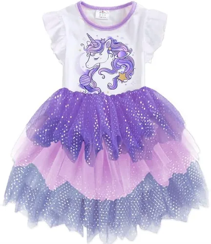 VIKITA Vestido de verano para niña de flores, sin mangas, de poliéster, tutú para niñas de 3 a 7 años, hasta la rodilla