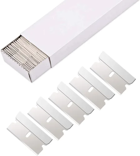 EHDIS 100 cuchillas de afeitar – Cuchillas de afeitar de acero inoxidable con borde recto para rascador de pintura, cortador de caja, uso industrial