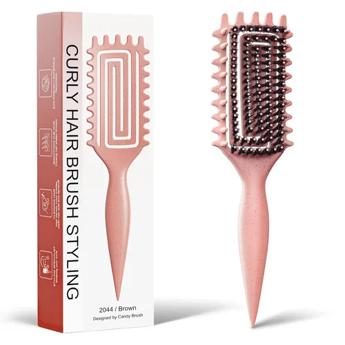 Miniatura 11 de Cepillo para definir rizos para cabello grueso y en bucles, cepillo de cerdas firmes TPEE para desenredar rizos gruesos 4A–4C, cepillo de dientes