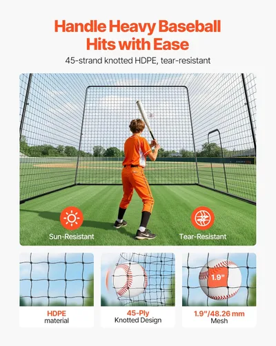 Miniatura 22 de VEVOR Jaula de bateo de béisbol, red profesional de entrenamiento de bateo de béisbol de sóftbol, resistente, resistente, cerrada, de polietileno