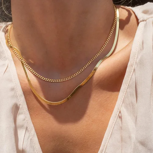 Miniatura 2 de Collar de espiga para mujer, delicado collar de oro, serpiente chapada en oro de 14 quilates, gargantilla de cadena de oro, collares simples