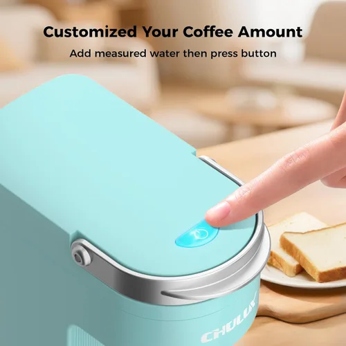 Miniatura 4 de CHULUX Cafetera delgada de una sola porción, cafetera ligera K-pod para viajes y hogar, color cian