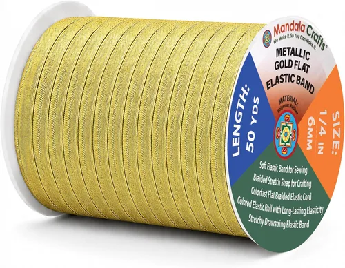 Miniatura 164 de Mandala Crafts - Rollo de cordón elástico plano para costura y manualidades Blanco
