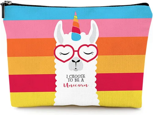 Miniatura 9 de Pequeña bolsa de maquillaje para monedero, bonita lona impermeable, bolsas de cosméticos para mujeres, con cremallera, bolsa de aseo de viaje