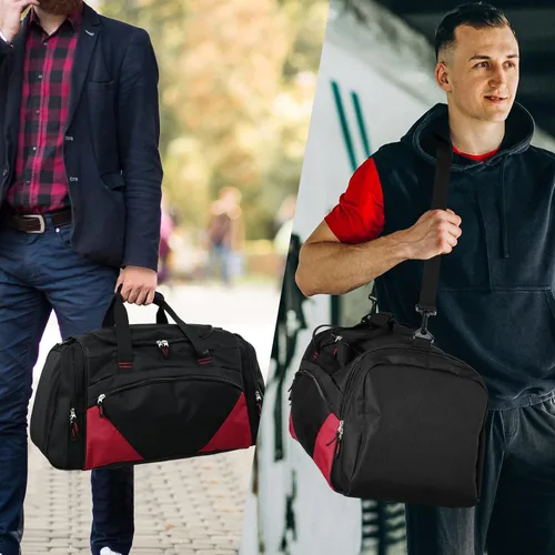 Miniatura 6 de Bolsa de gimnasio para hombre, 21 pulgadas, grande, para viajes y deportes, negro rojo, Bolsa de gimnasio para hombre