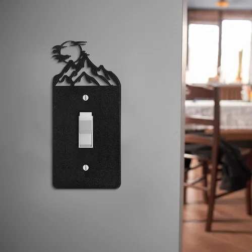 Miniatura 6 de Lothee 6 piezas de placa de metal para interruptor de luz de oso, alce, árbol, montaña, alce, bosque, placa de salida de palanca, cubierta de pared
