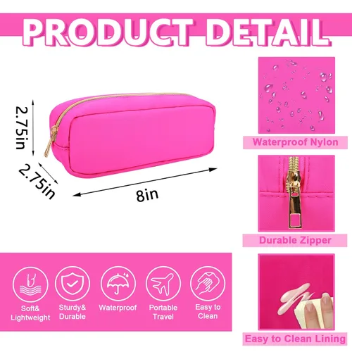 Miniatura 2 de Estuche pequeño para lápices y maquillaje para bolso, lindo estuche de lápices, bolsa de pinceles de maquillaje de nylon con cremallera, estuche