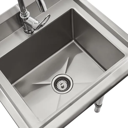 Miniatura 5 de ROCKPOINT Fregadero de acero inoxidable para preparación y utilidad, fregadero comercial hecho a mano con 14 pulgadas de profundidad x 18 pulgadas