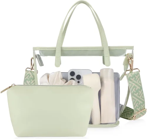 Miniatura 9 de CHICECO Bolsa transparente para mujer, bolsa transparente para eventos de estadio con correas ajustables, bolsa de mano para deportes, conciertos