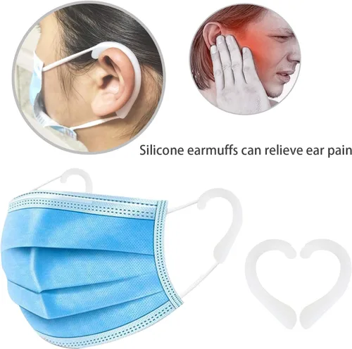 Miniatura 5 de Protectores de oreja antideslizantes de silicona suave para aliviar las molestias de oído (transparente, 6 pares)