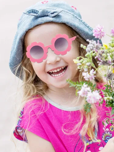 Miniatura 6 de Weewooday 8 lentes de sol de flores para niños, lindos lentes redondos para bebé, lentes con forma de flor para niños y niñas, accesorios de fiesta