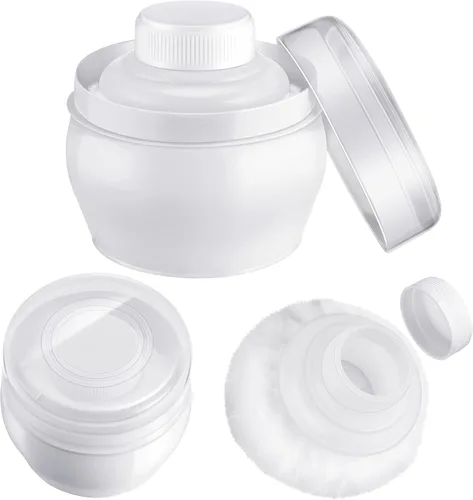 Cunhill 4 unidades de polvo corporal y contenedor portátil para polvo corporal con estuche de hojaldre, suave, lavable, reutilizable, maquillaje