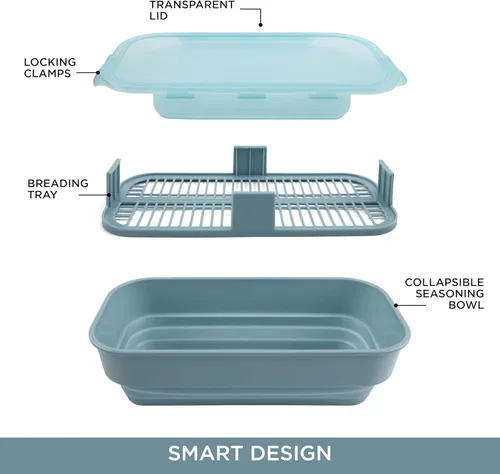 Miniatura 7 de COOK WITH COLOR Tazón Plegable para Rebozar - Recipiente Agitador para Rebozar Sin Ensuciar - Ideal para Pescado Frito, Pollo Frito, Aros de Azul
