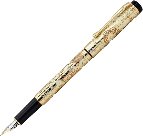 Miniatura 8 de Ancient Silver Jinhao Dragon - Juego de plumas estilográficas ejecutivas de punta fina, colección de bolígrafos vintage, bolígrafo de negocios