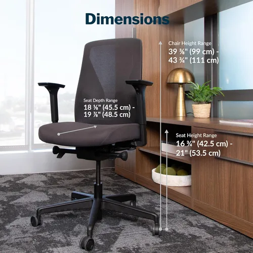Miniatura 9 de Vari Tempur-Pedic Silla de oficina ergonómica – Silla de escritorio con respaldo de malla con soporte lumbar ajustable, reclinable, profundidad
