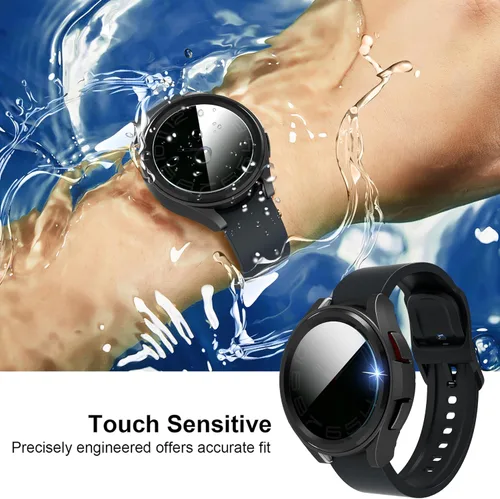 Miniatura 7 de Suoman Paquete de 4+4 fundas para Samsung Galaxy Watch 6 Classic de 1.772 pulgadas (1.850 in), protector de pantalla de privacidad de vidrio