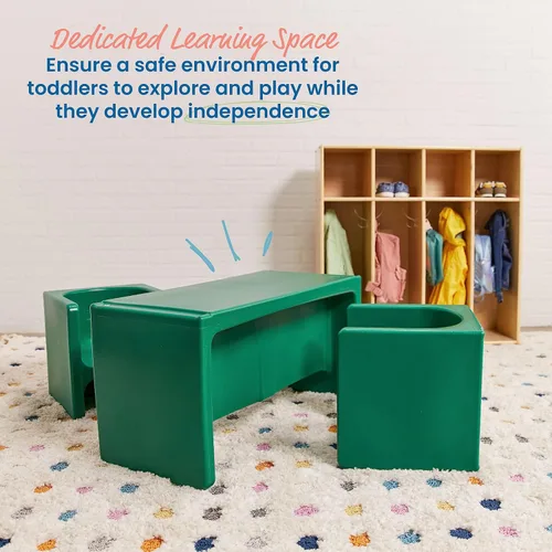 Miniatura 3 de ECR4Kids juego de mesa Tri-Me y sillas Cube, muebles multiusos, verde, 3 piezas