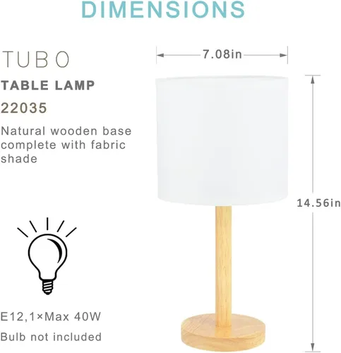 Miniatura 5 de TUBO - Lámpara de mesa de madera para sala de estar y dormitorio, casa de campo, niños, noche, 7.09 pulgadas de alto, 14.57 pulgadas, lámpara