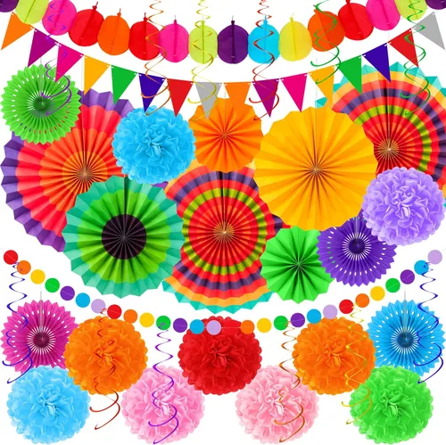 Miniatura 11 de 26 decoraciones del 4 de julio, 250 decoraciones para fanáticos del papel del Día de los Caídos, blanco, azul, rojo, blanco, azul, pancarta del 4