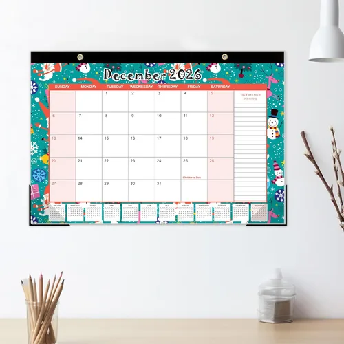 Miniatura 7 de GuassLee Calendario de escritorio 2026-2027, Calendario de escritorio con páginas mensuales de 17 x 11.5 pulgadas, desde enero de 2026 hasta junio