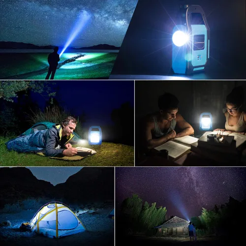 Miniatura 6 de 1 paquete 3 en 1 solar recargable USB más brillante COB LED linterna de camping, linterna de emergencia impermeable LED luz